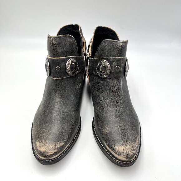 Chinese Laundry Womens Size 6 Black Distressed Austin Western Style Ankle Boots - Picture 2 of 15